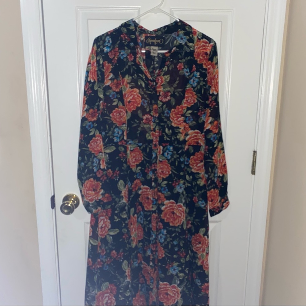 Button Down Kimono with Fabric Belt